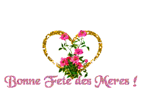 Gif animé bonne fête des mères coeur doré